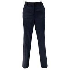 THE KOOPLES Taille 4 - Pantalon de robe en laine mélangée noire marine bordé de contrastes