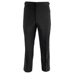 BURBERRY Size 36 Black Wool Mohair Tuxedo Dress Pants