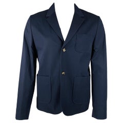 CARVEN Size 40 Navy Cotton Single Breasted Jacket