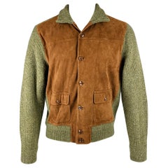 RALPH LAUREN Taille M Veste en laine et daim verte et brune