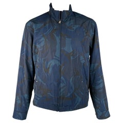 RALPH LAUREN Größe XL Marineblaue Camo Polyester-Jacke mit Reißverschluss oben