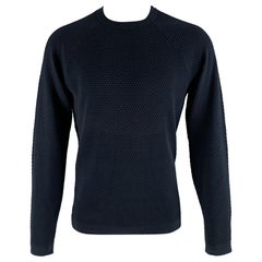 THEORY Size M Navy Textured Crew-Neck Pullover