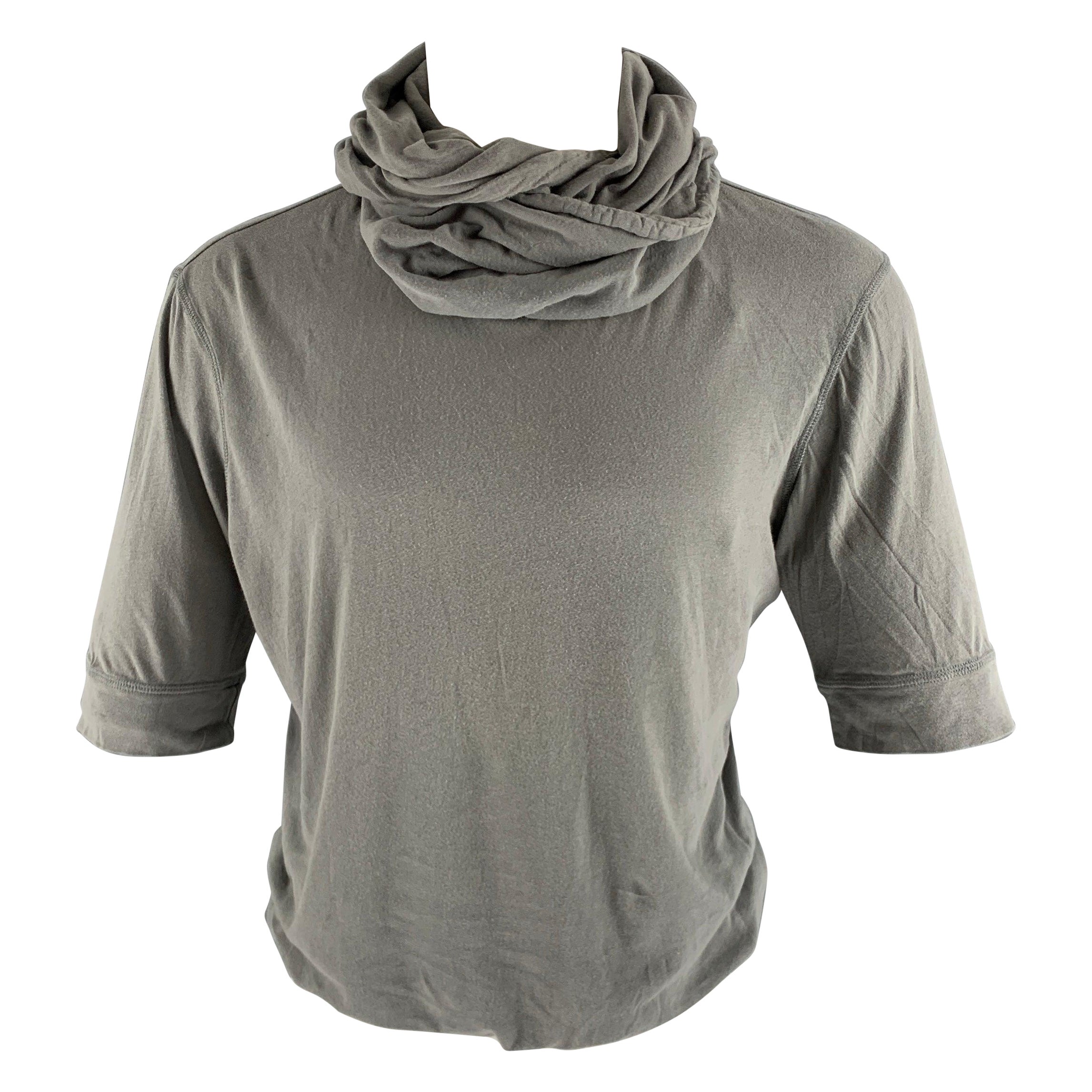 ANN DEMEULEMEESTER Size S Grey Cotton Hooded Sweatshirt For Sale