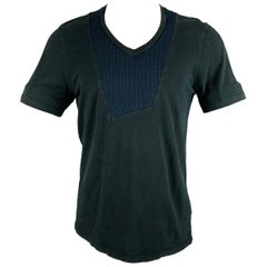 T-shirt col V gris marine et gris NEIL BARRETT