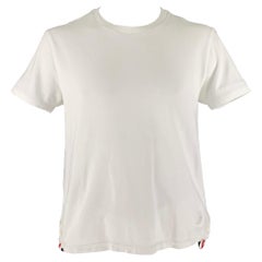 THOM BROWNE Size XL White Contrast Trim Cotton Short Sleeve T-shirt