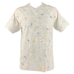 JOHN ELLIOTT Size L White Multi-Color Splattered Cotton Crew-Neck T-shirt