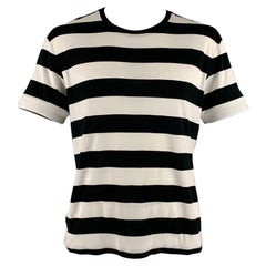 RALPH LAUREN T-Shirt mit Crew-Neck aus Baumwolle mit schwarz-weiß gestreiften Streifen Größe XL