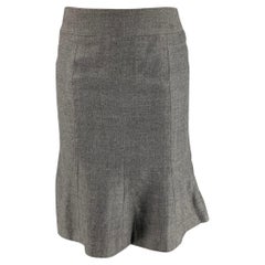 CHANEL Size 2 Grey Linen Cashmere A-Line Skirt