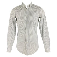 Chemise à manches longues Ralph Lauren à rayures noires et blanches et boutons en coton