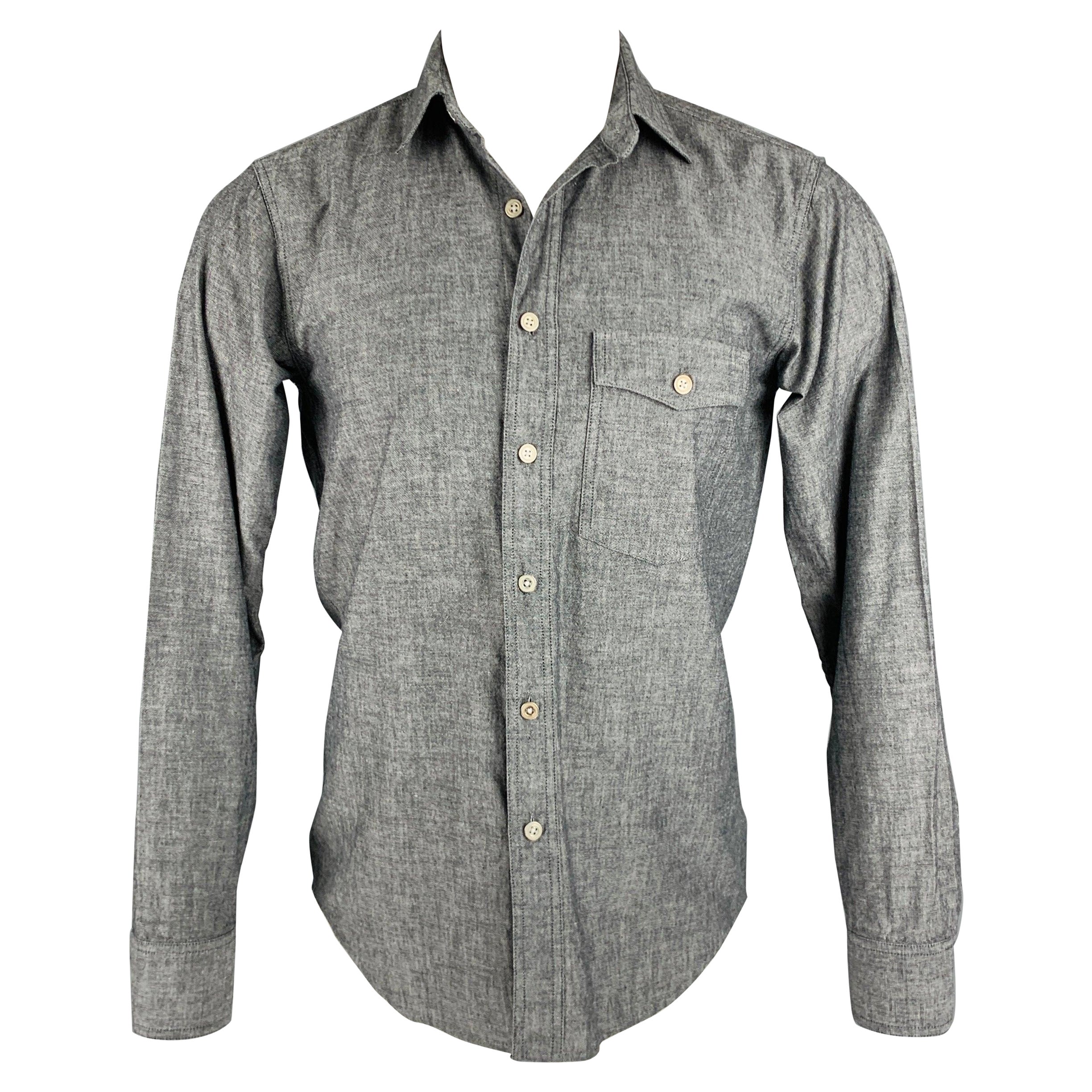 RAG & BONE Size S Grey Cotton Button Up Long Sleeve Shirt For Sale