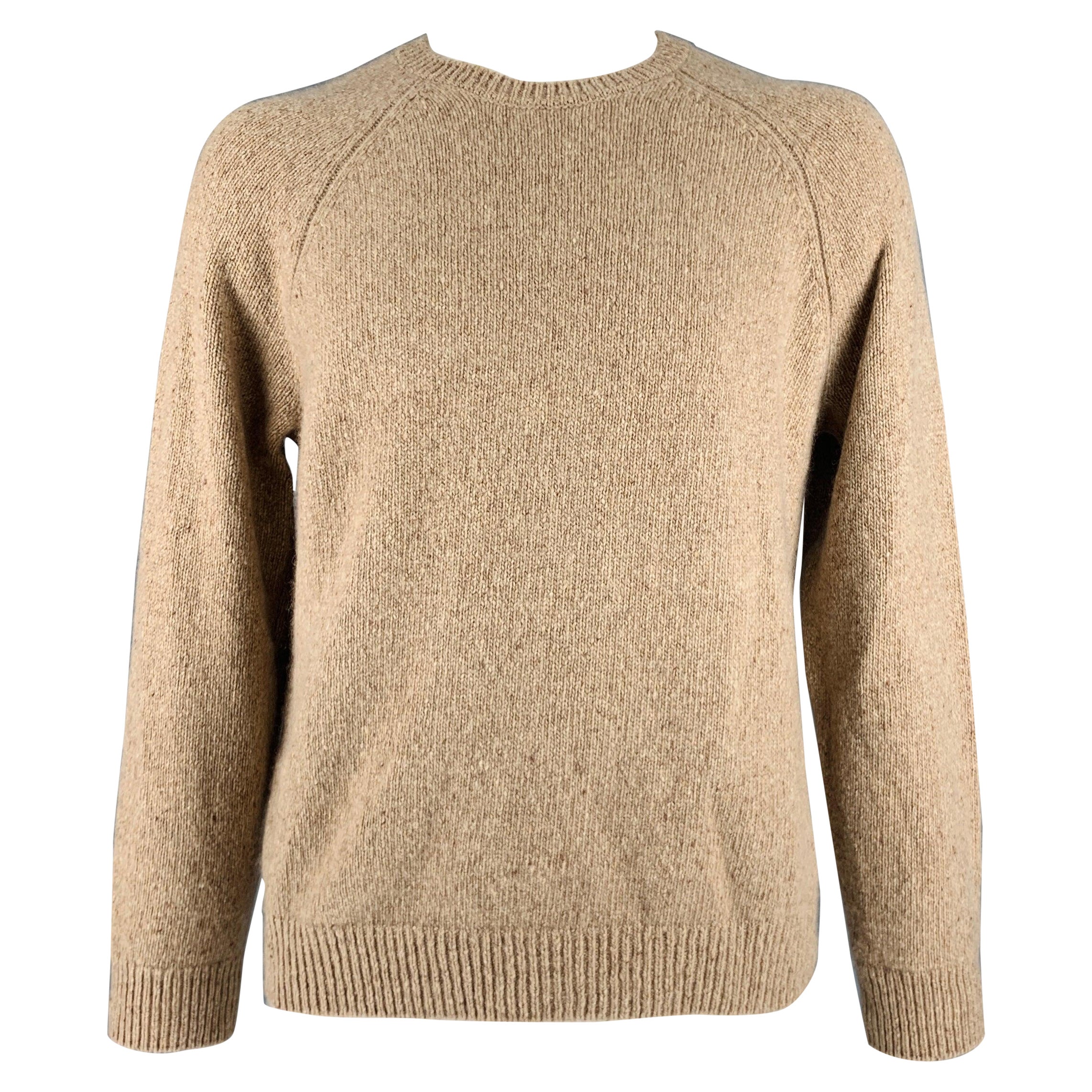 VINCE Size XL Beige Camel Knit Cashmere Crew Neck Sweater For Sale