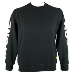 SANDRO Größe XXL Sweatshirt mit Crew-Neck aus schwarzer und weißer grafischer Baumwolle