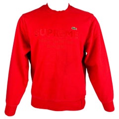 SUPREME Size S Red Logo Cotton Crew-Neck Sweatshirt