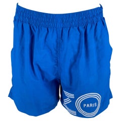 KENZO Größe M Blau Weiß Logo Nylon Elastic Waistband Swim Trunks