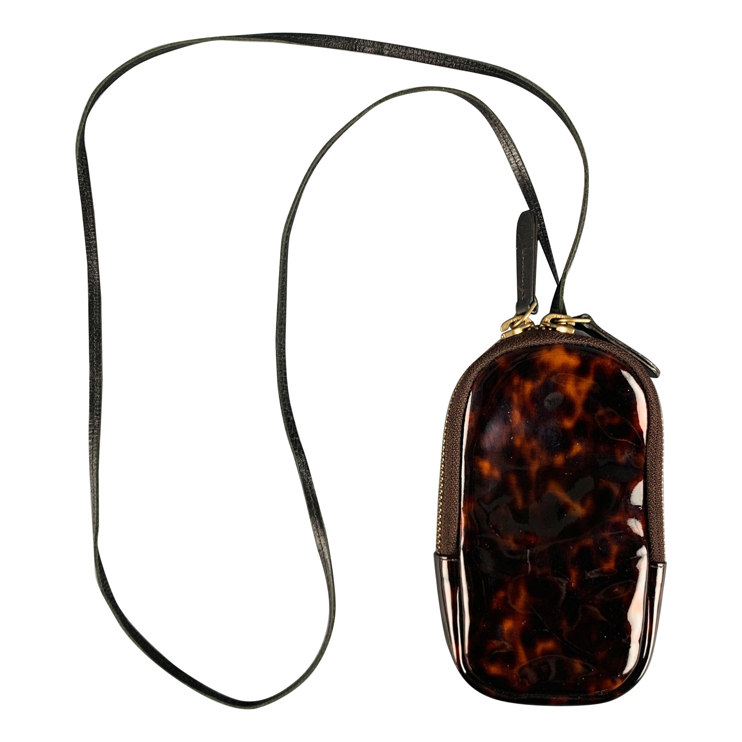 DRIES VAN NOTEN Black Tortoise Shell Leather Synthetic Bag For Sale