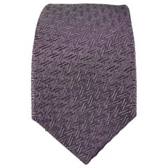 Used BURBERRY Purple Textured Silk Tie