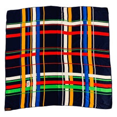 YVES SAINT LAURENT Multi Color Print Silk Scarf