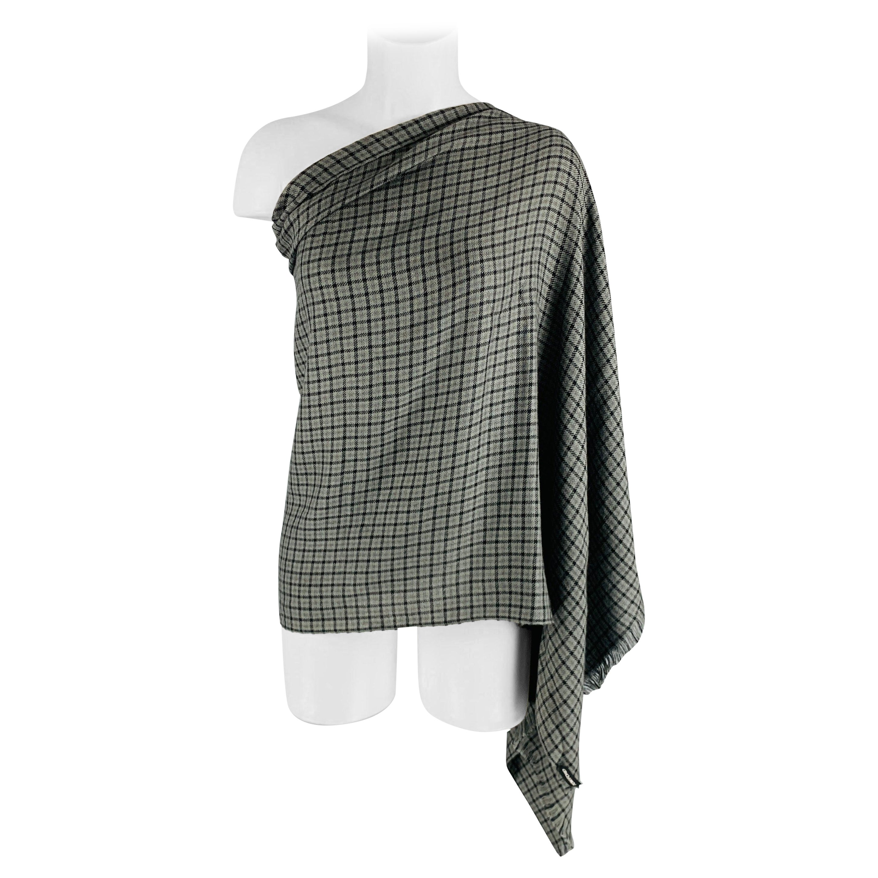 TOM FORD Grey Black Checkered Woven Scarves For Sale