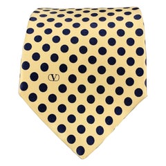 Cravate en soie VALENTINO Yellow Navy Dots