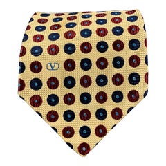 Used VALENTINO Yellow Red Blue Dots Silk Tie