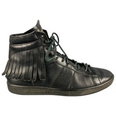 Used SAINT LAURENT Size 9.5 Black Fringe High Top Sneakers