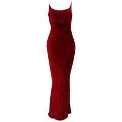 Unique Angelo Mozzillo Red Velvet Evening Gown Fall 1998