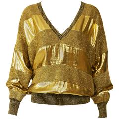 Vintage 1980s Gianfranco Ferré Golden Lurex Sweater Blouse