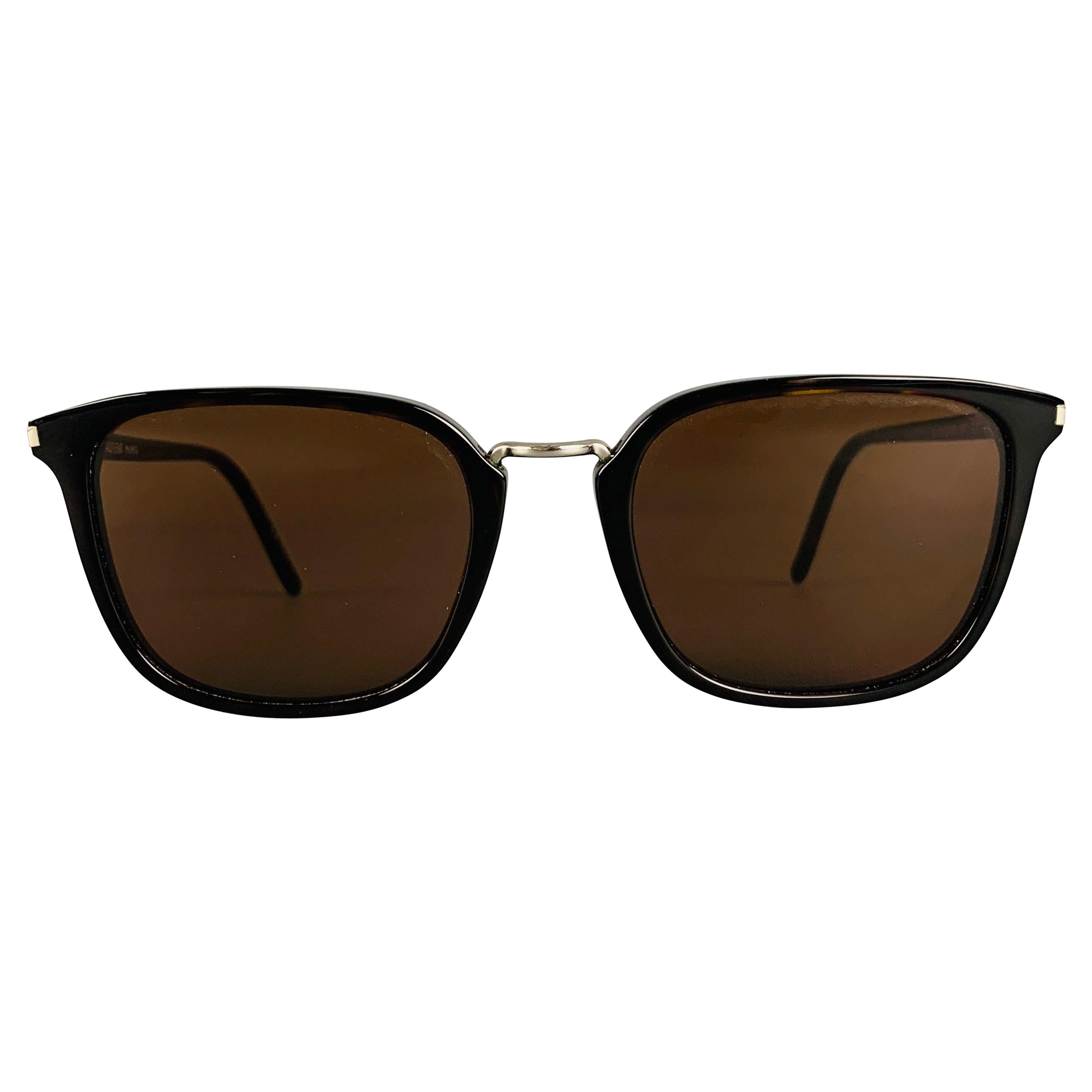 SAINT LAURENT Braune Schildpatt-Sonnenbrille aus Acetat im Angebot