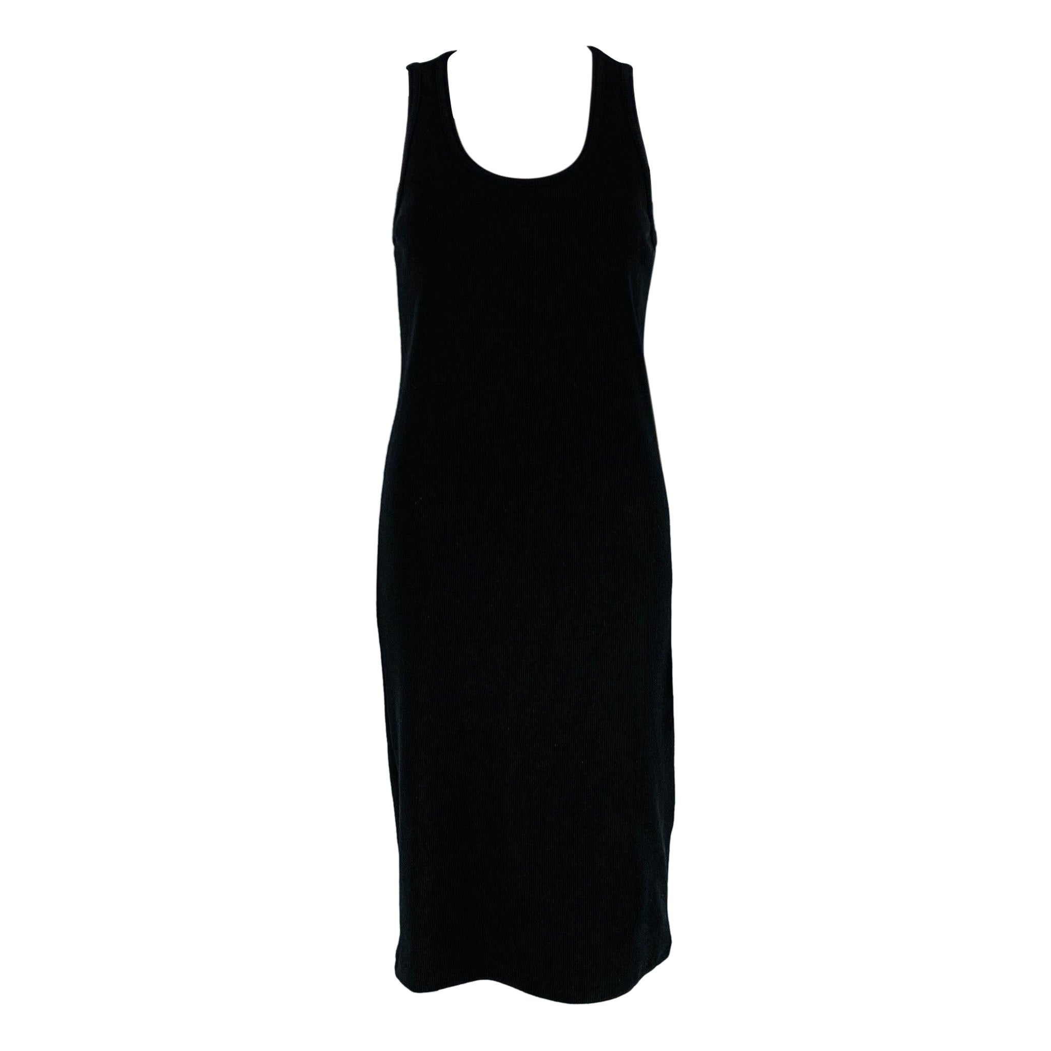 BOTTEGA VENETA Size S Black Cotton Ribbed Tank Mid-Calf Dress For Sale