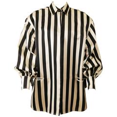 1980s Gianfranco Ferré Striped Asymmetric Blazer Jacket