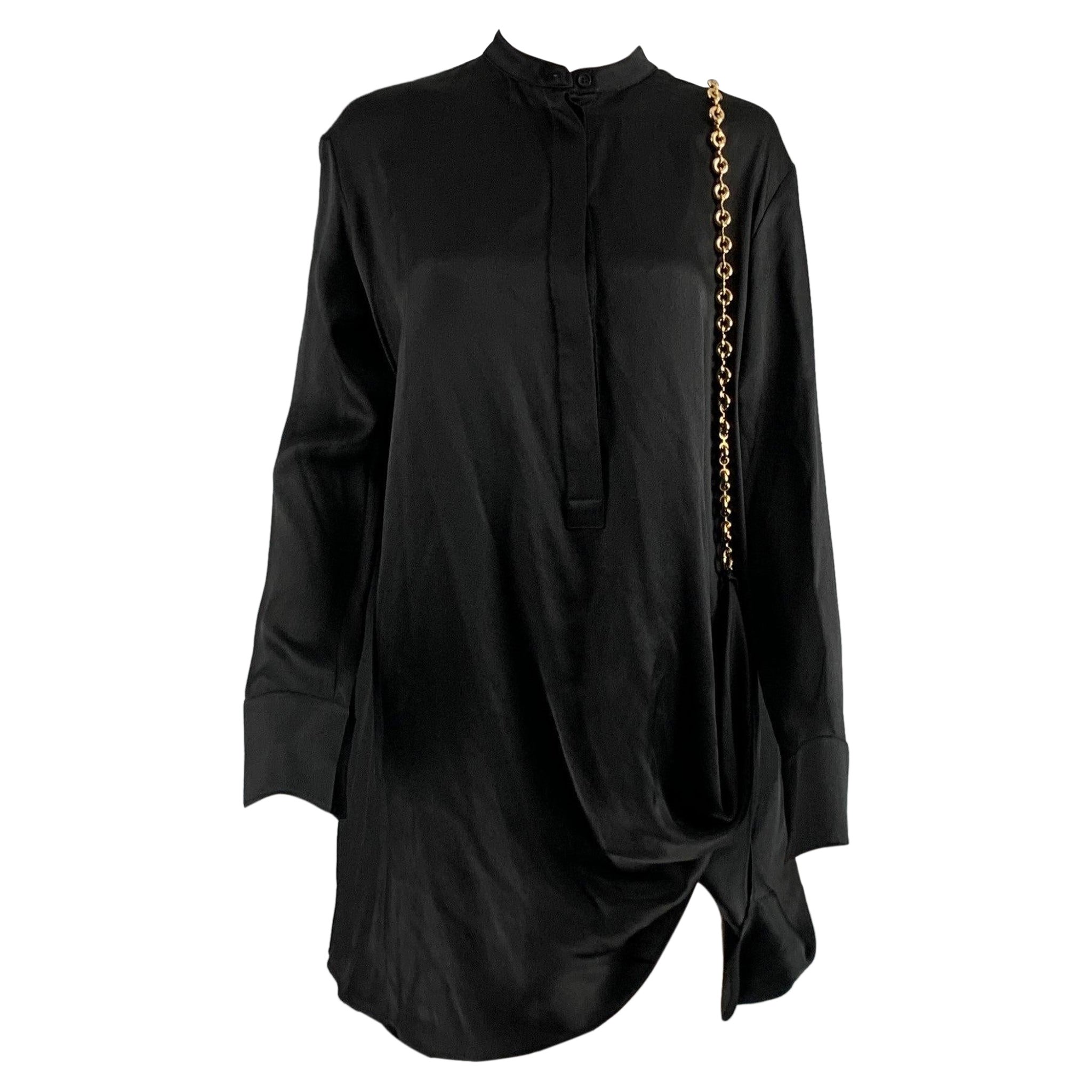 LOEWE Size 0 Black Gold Silk Chain Shirt  Dress For Sale