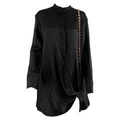 LOEWE Taille 0 Chemise en chaîne de soie noire et dorée  Robe