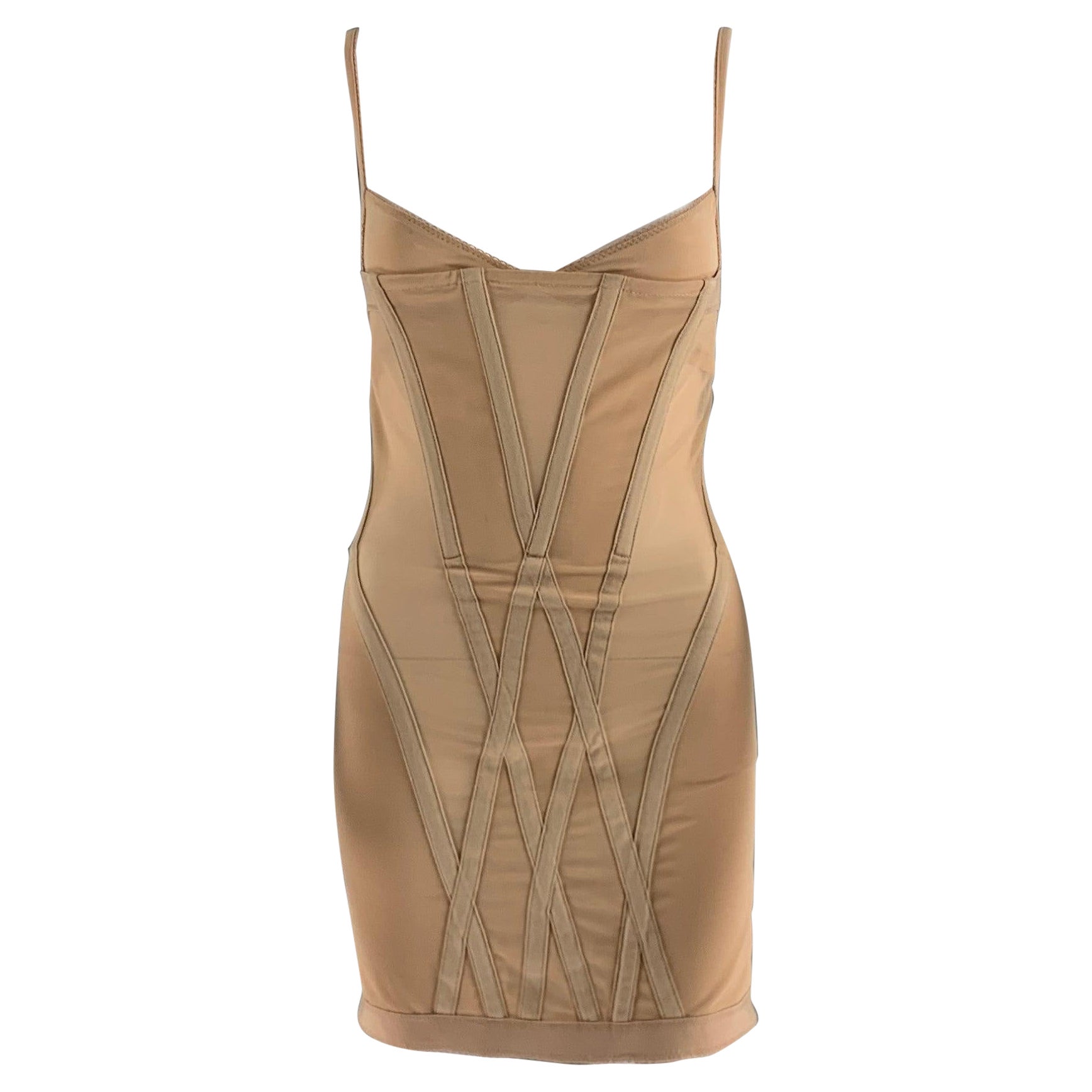 DION LEE Size 2 Nude Polyamide Eastane Body-Con Mini Dress For Sale
