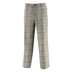 ETRO Size 36 White Black & Green Plaid Wool Cotton Zip Fly Dress Pants
