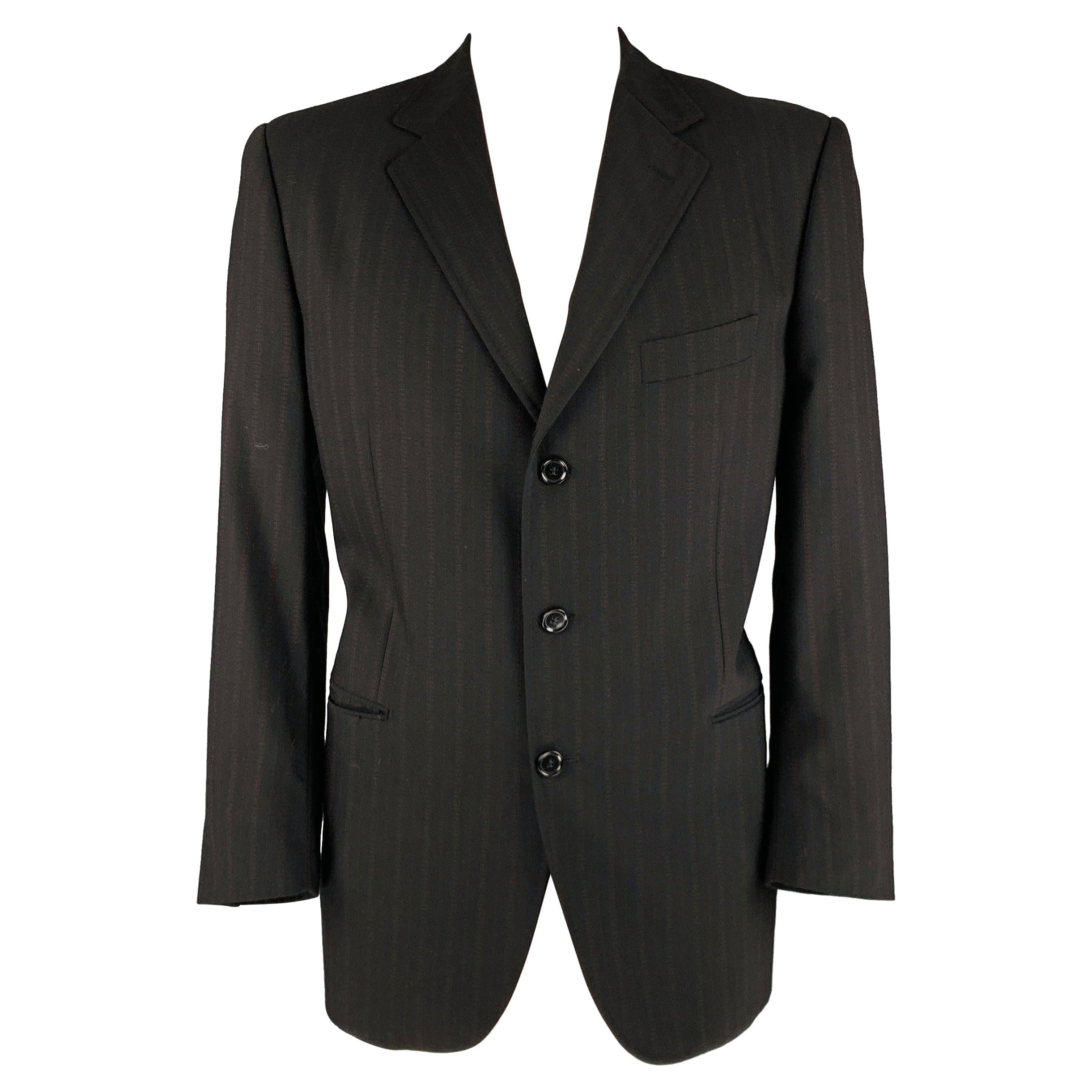 DOLCE & GABBANA Size 46 Black Burgundy Stripe Virgin Wool Sport Coat For Sale