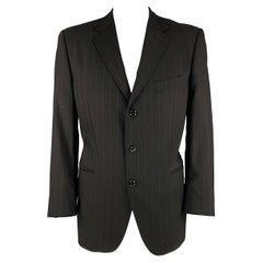 DOLCE & GABBANA Size 46 Black Burgundy Stripe Virgin Wool Sport Coat