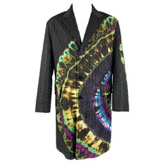 Dries van Noten FW19 Taglia 44 Cappotto nero multicolore Tie Dye