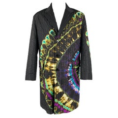 DRIES VAN NOTEN FW19 Size 44 Black Multi Color Tie Dye Coat