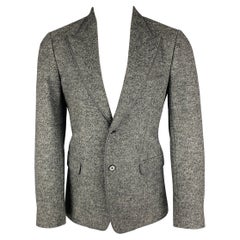 Dolce & Gabbana Taille 40 Manteau de sport en laine gris noir chiné à revers de pointe