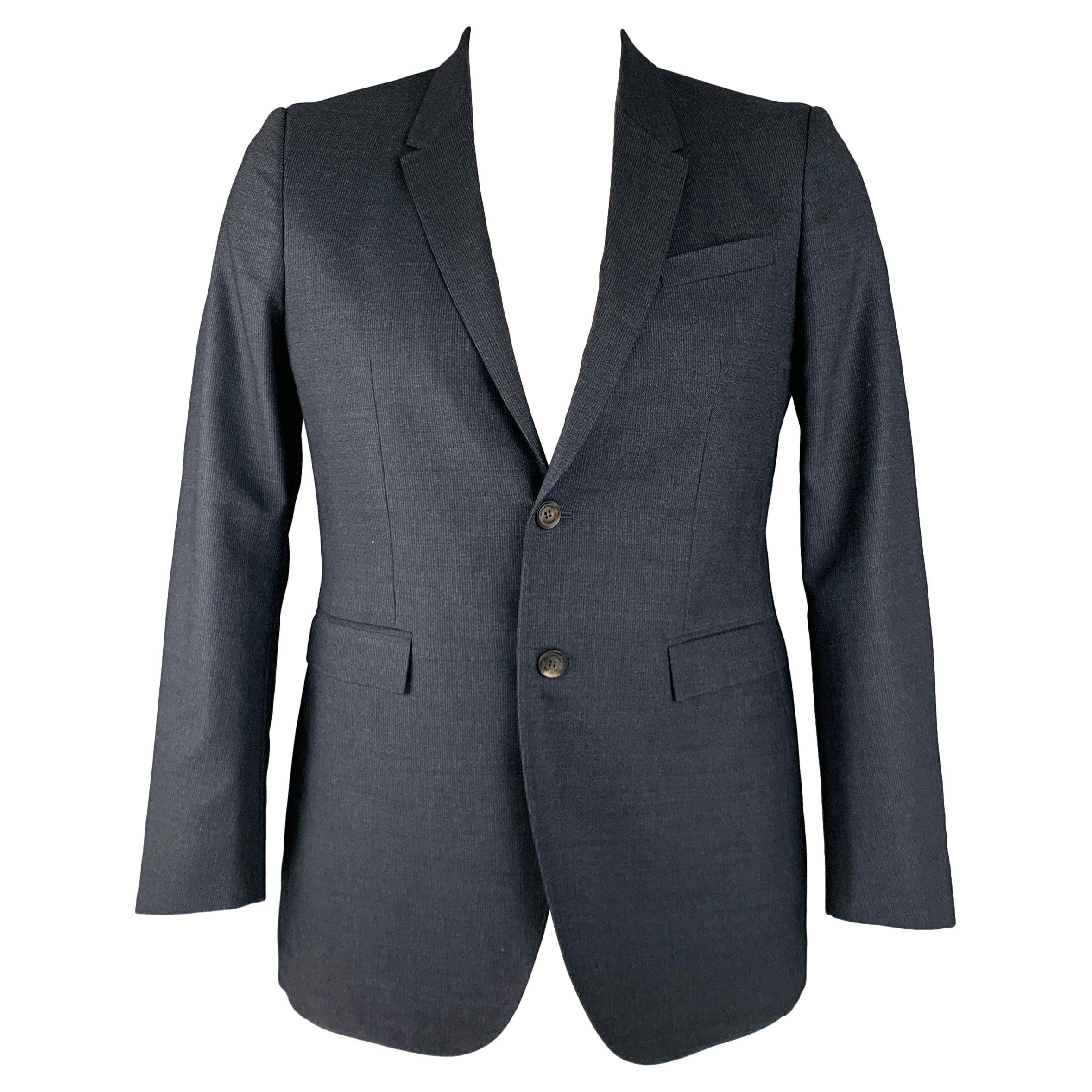 BURBERRY PRORSUM - Manteau de sport gris texturé en laine vierge, taille 42 en vente