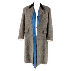 MARNI Chest Size 42 Size 42 Grey Multi-Color Herringbone Wool Notch Lapel Coat