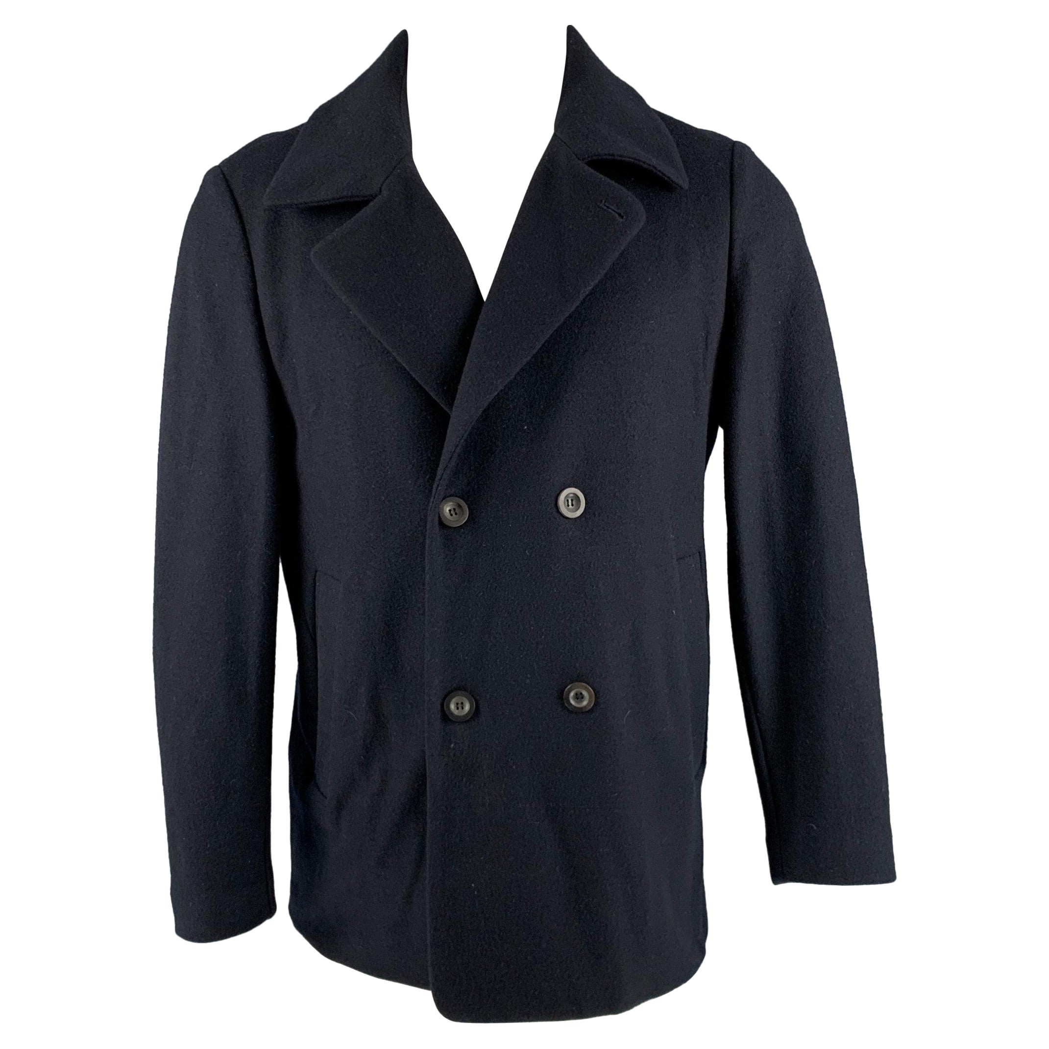 JIL SANDER Size M Navy Wool Peacoat For Sale