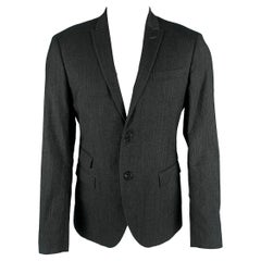 NEIL BARRETT Größe 38 Charcoal Schwarz Grid Wool Blend Peak Lapel Sport Coat