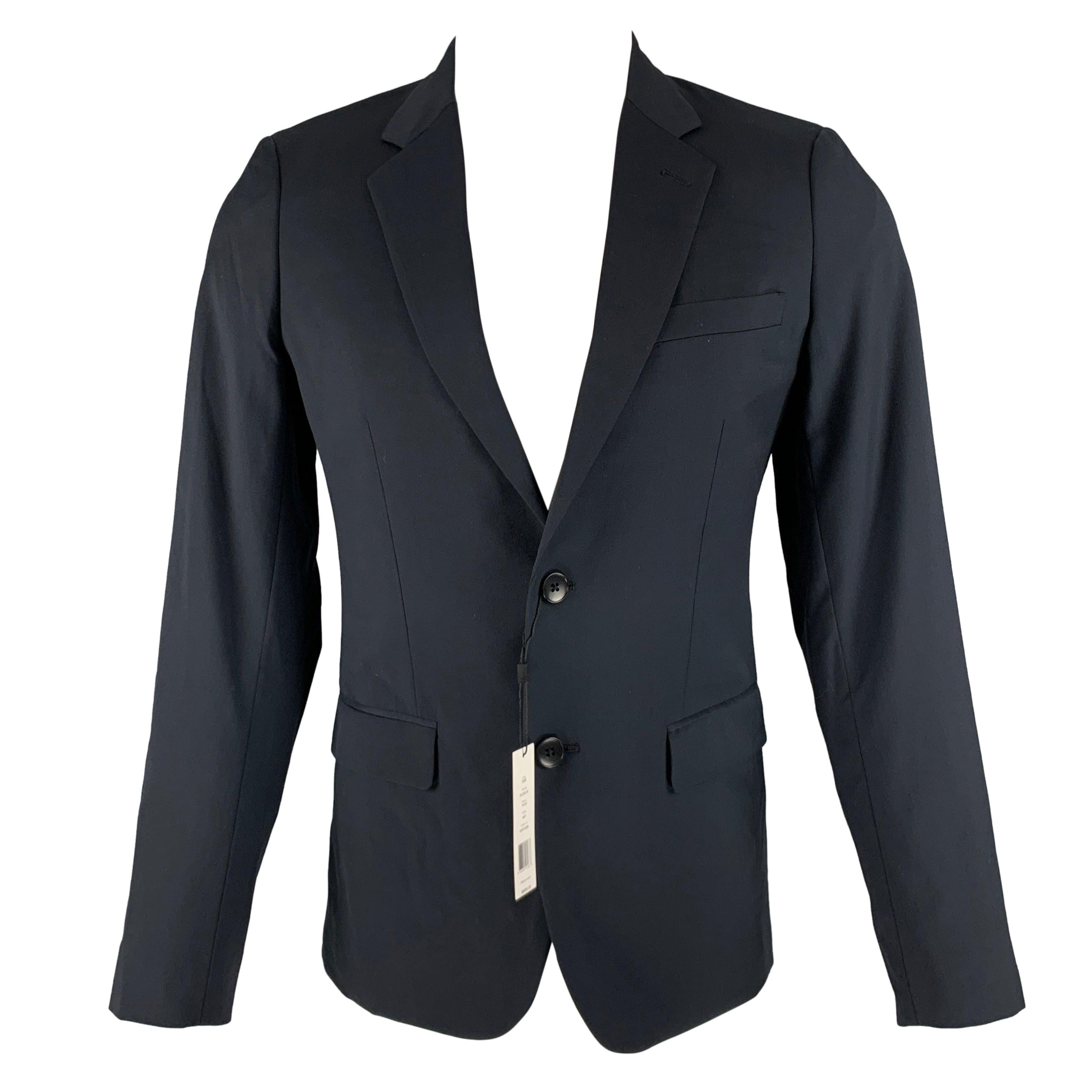 THEORY Size 36 Navy Wool Notch Lapel Sport Coat For Sale