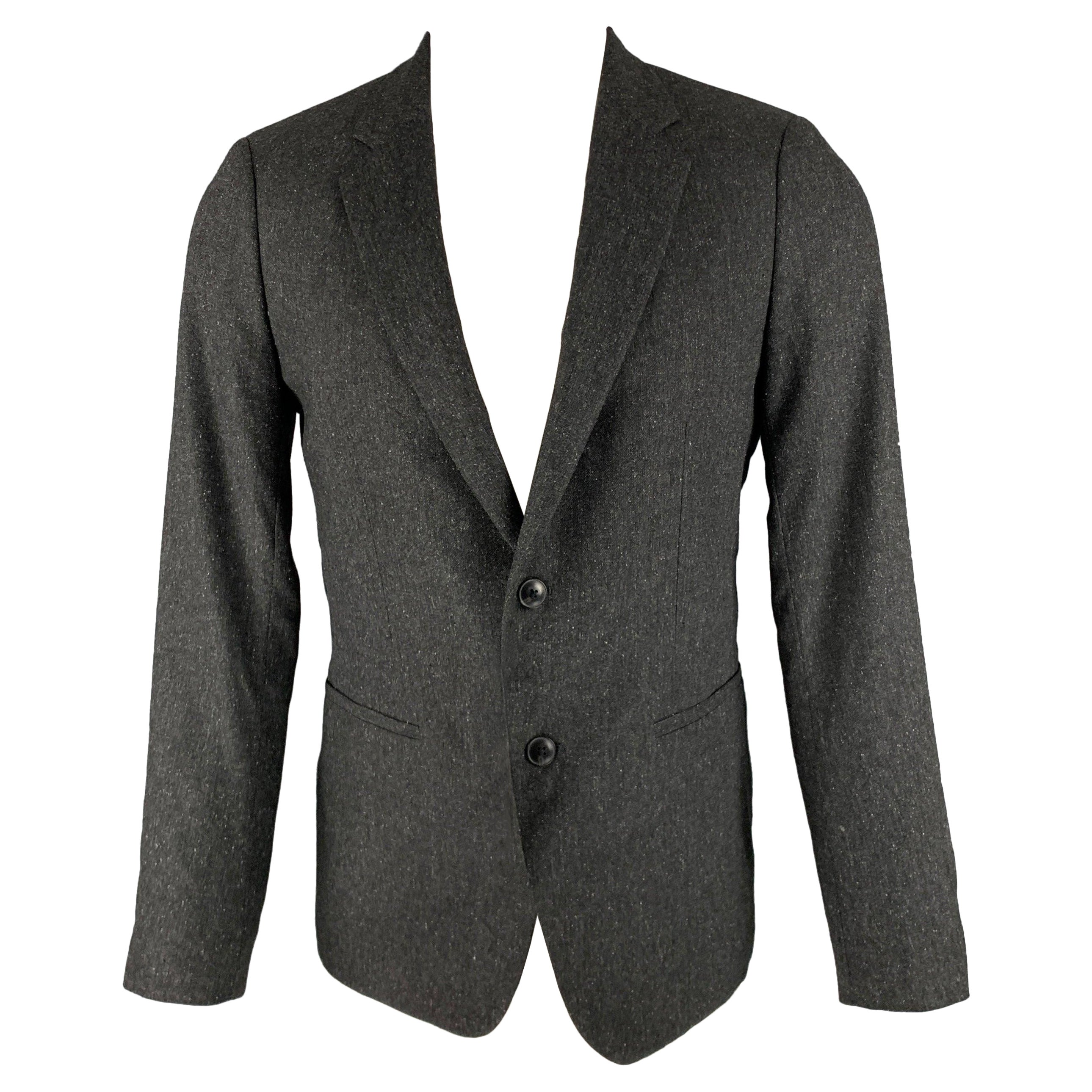 THEORY Size 38 Charcoal Heather Wool Blend Notch Lapel Sport Coat For Sale