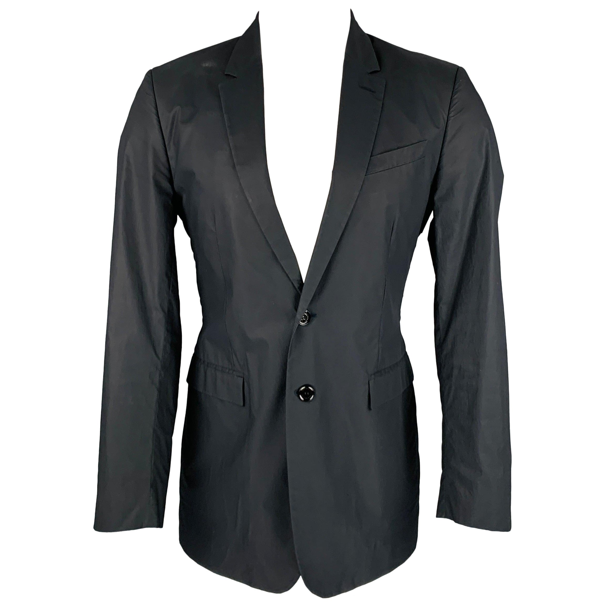 BURBERRY PRORSUM Size 40 Black Coated Cotton Sport Coat For Sale