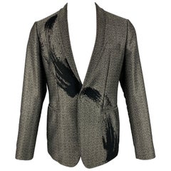 EMPORIO Size 42 Grey Black Woven Shawl Collar Sport Coat