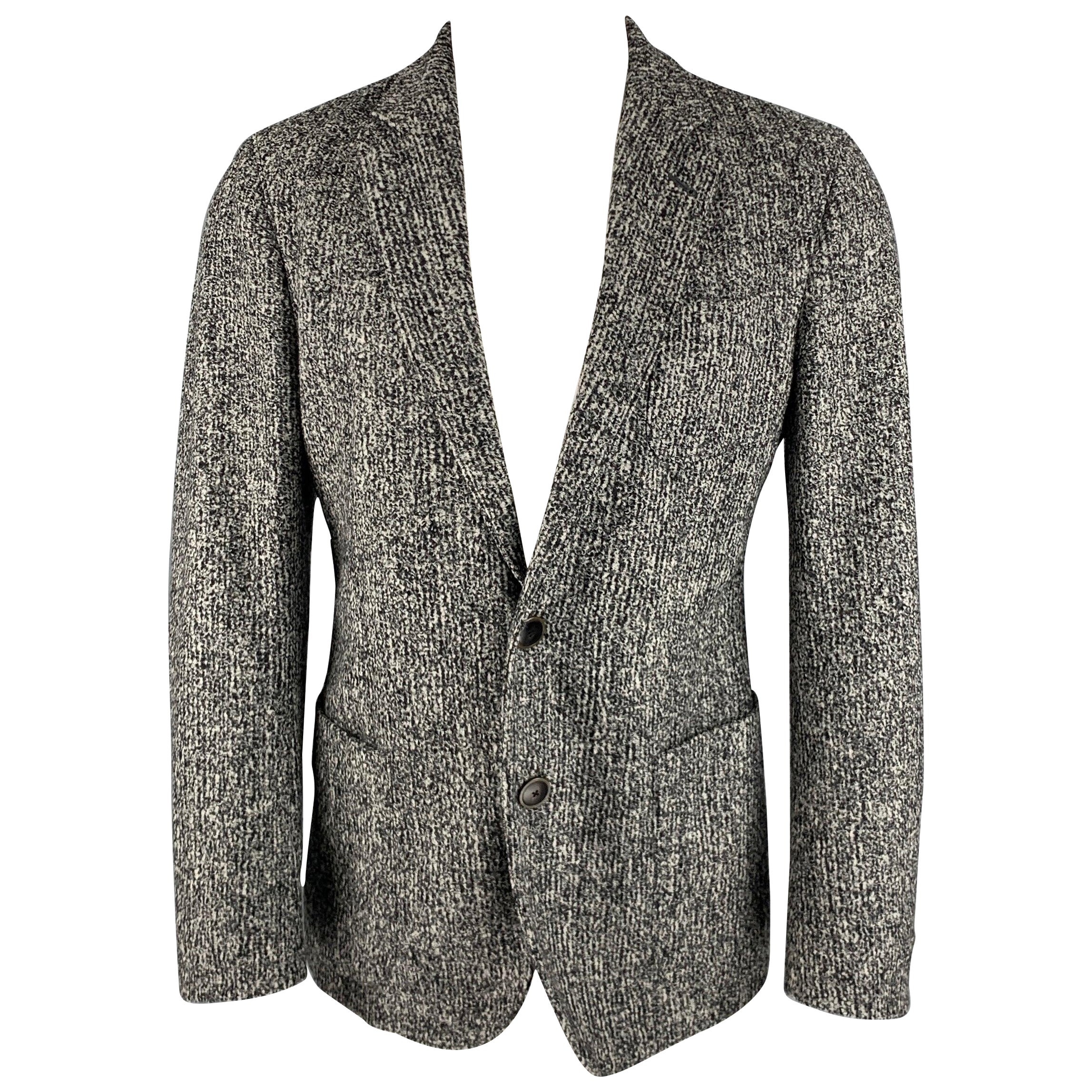 Giorgio Armani Taille 40 Manteau de sport en laine mélangée gris noir chiné en vente