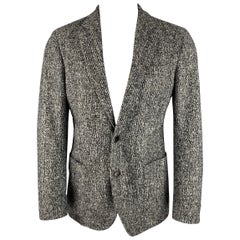 Giorgio Armani Taille 40 Manteau de sport en laine mélangée gris noir chiné