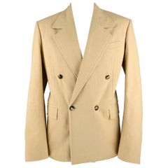 BOTTEGA VENETA - Manteau de sport en coton tissé kaki à revers clouté, taille 42